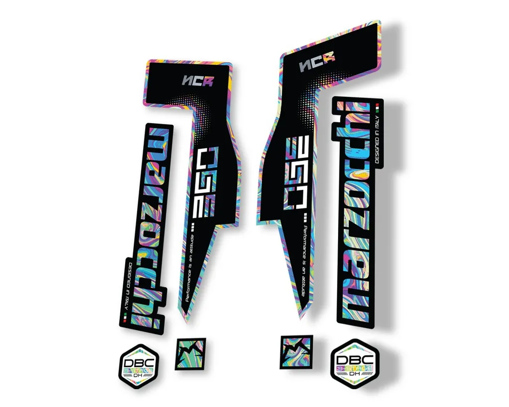 Marzocchi 350 NCR 2018 Fork Suspension Sticker Decal Adhesive Kit Oil Slick 1 - 1