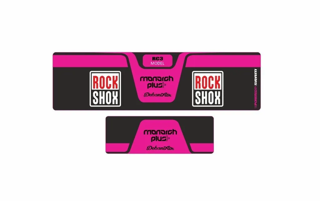 Rock Shox MONARCH Plus RC3 Debon Air Rear Shock Decal Sticker Adhesive Pink - 1