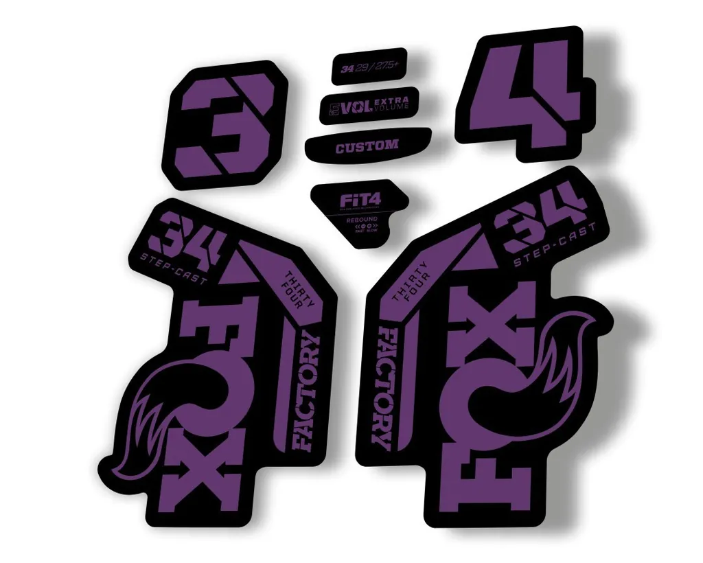 FOX 34 Step Cast SC 2023 Factory Fork Decals Suspension Sticker Purple - 1