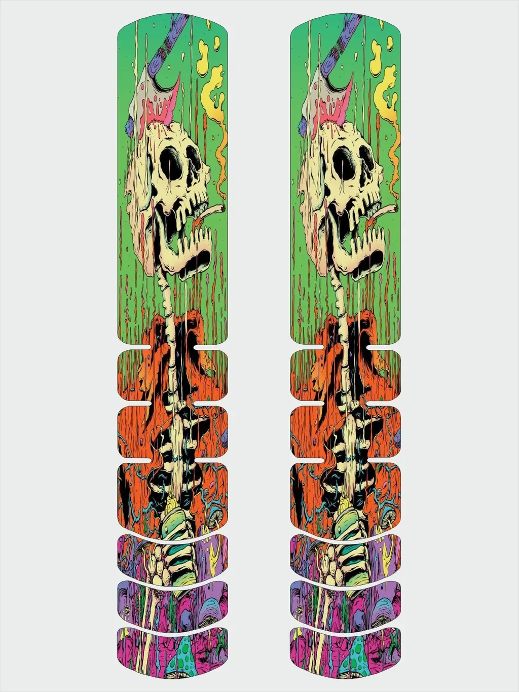 Frame Protector Illustrated Adhesive Sticker Large Bicycle Decal Skull Theme - 1
