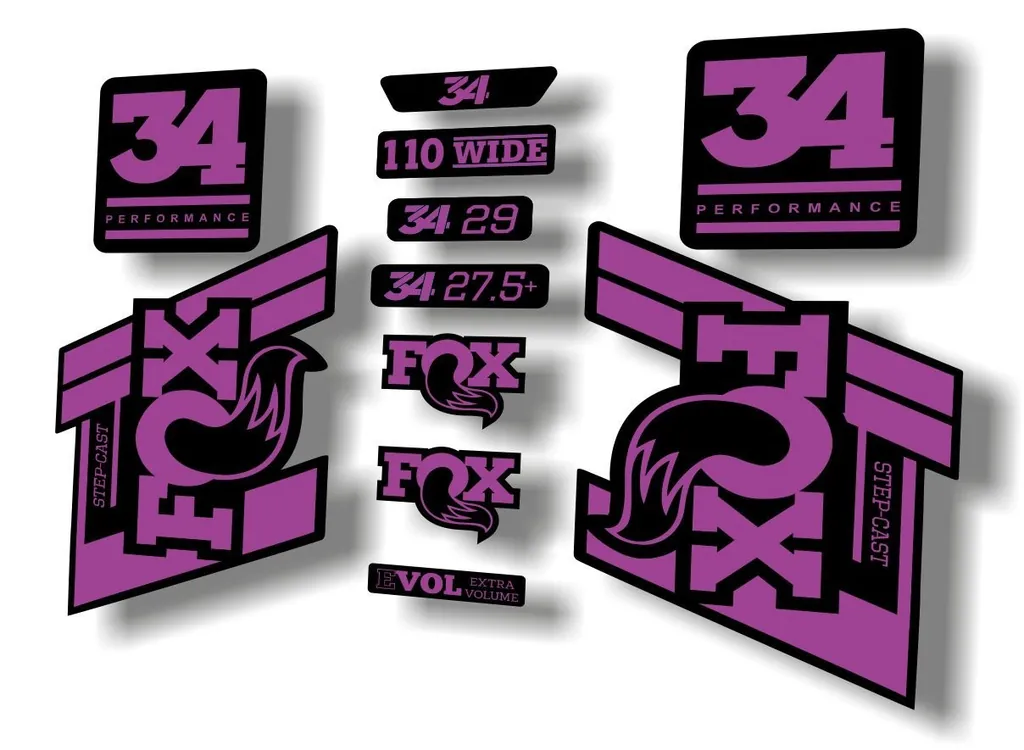 FOX 34 Step Cast SC 2020 Fork Suspension Factory Decal Sticker Set Purple - 1