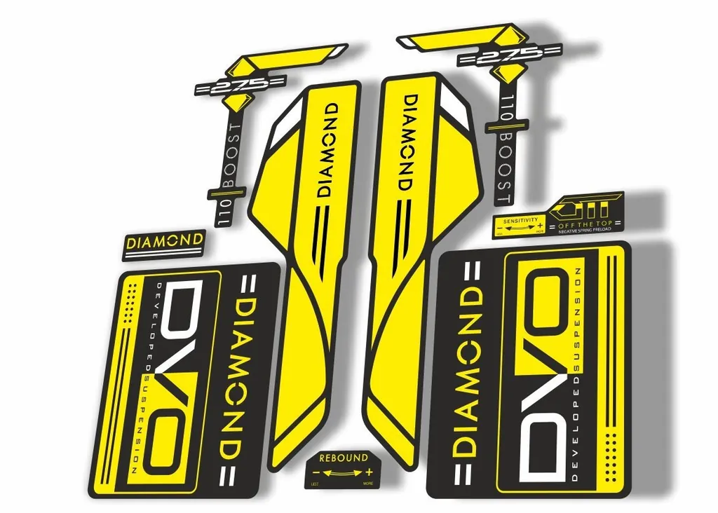 DVO 2017 Diamond Boost 27.5 Fork Suspension Sticker Decal Adhesive Yellow - 1