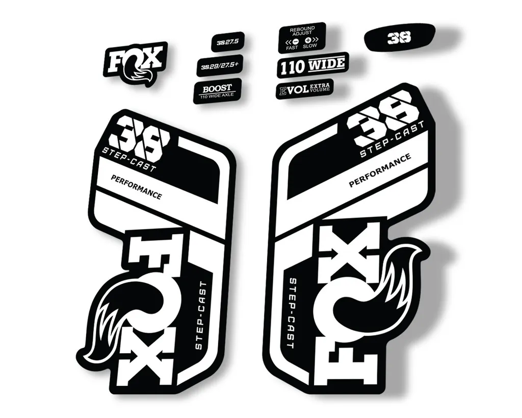 FOX 38 Step Cast SC 2021 Performance Fork Decals Suspension Sticker White - 1