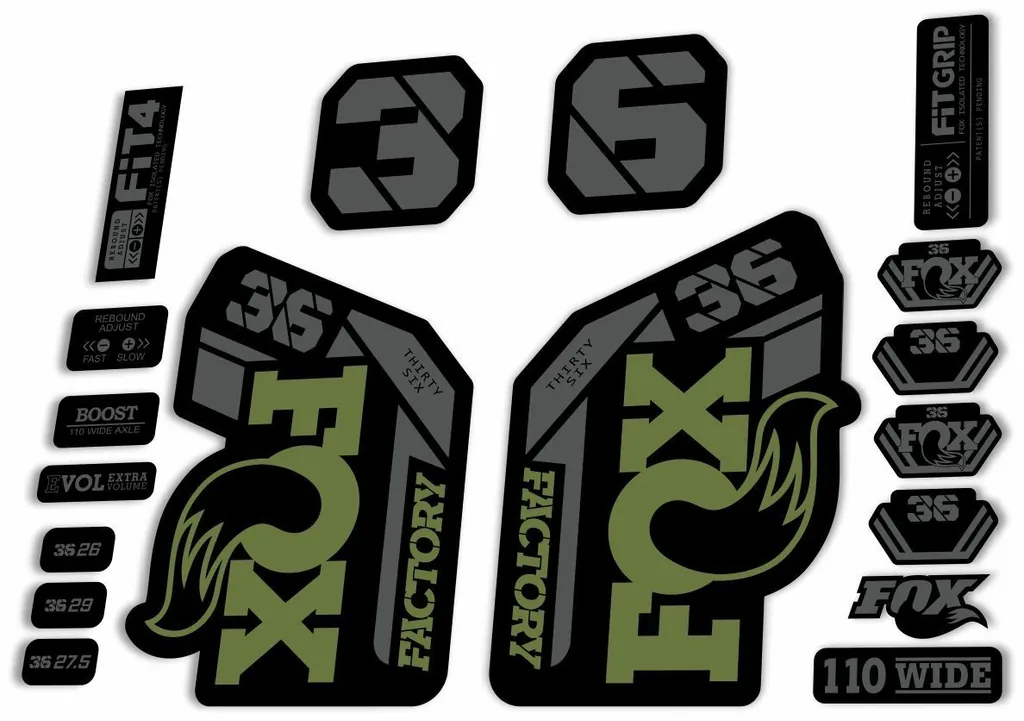 FOX 36 Factory 2021 Federgabel Aufkleber Set MTB Oliv - 1