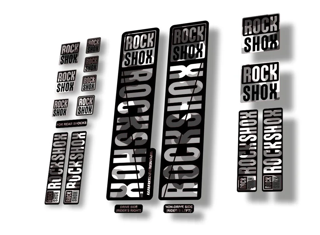 Rock Shox 2018 Decal Set For 30 32 RS1 Mountain Bike Cycling Sticker White Camo - 1