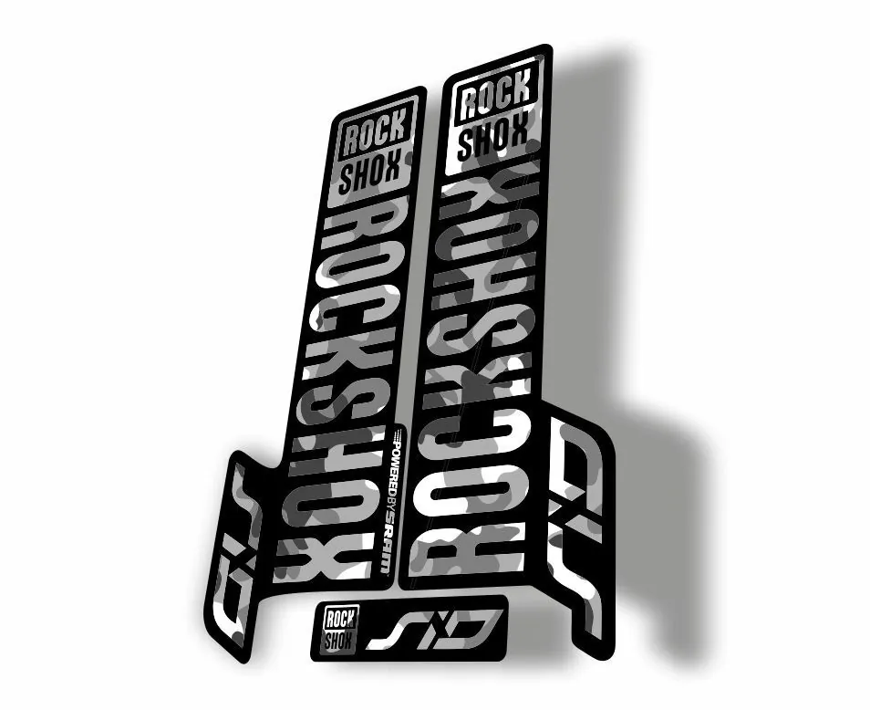 Rock Shox SID 2018 Mountain Bike Cycling Decal Kit Sticker Adhesive White Camo - 1