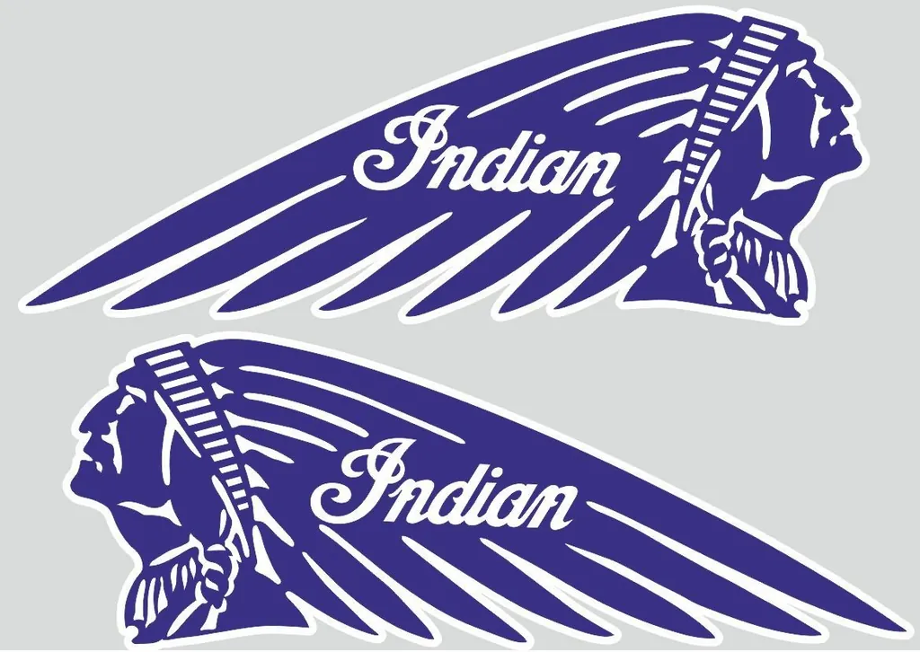 INDIAN WAR BONNET MOTORCYLES Vinyl Decal Adhesive Sticker 11"x4" Dark Blue 2 Pcs - 1