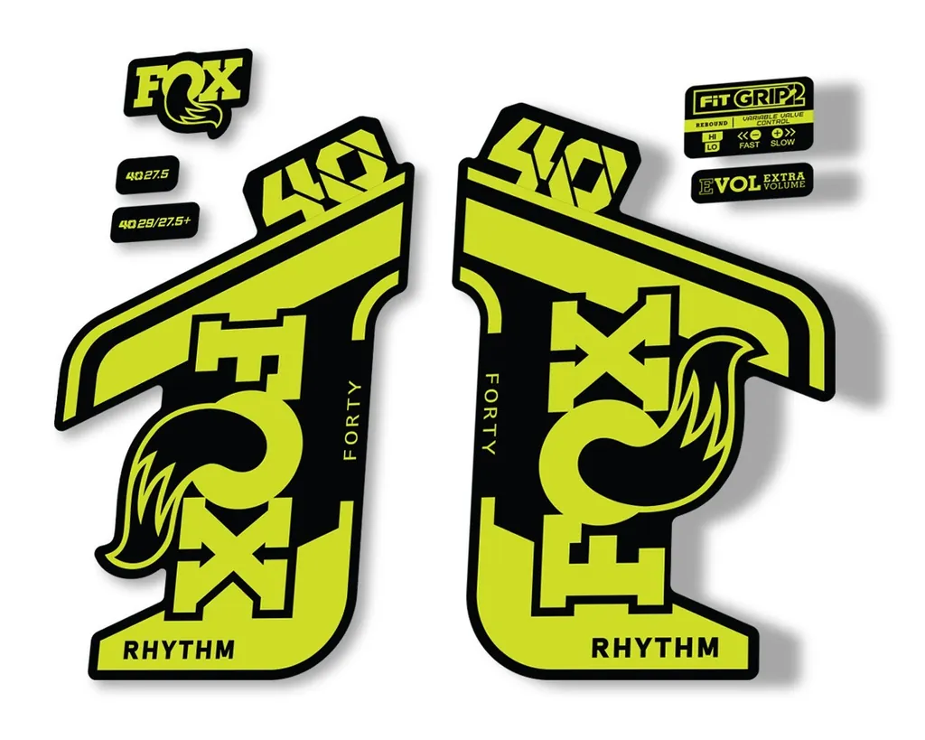 FOX 40 Rhythm 2021 Fork Decals Suspension Sticker Adhesive Lime Green - 1