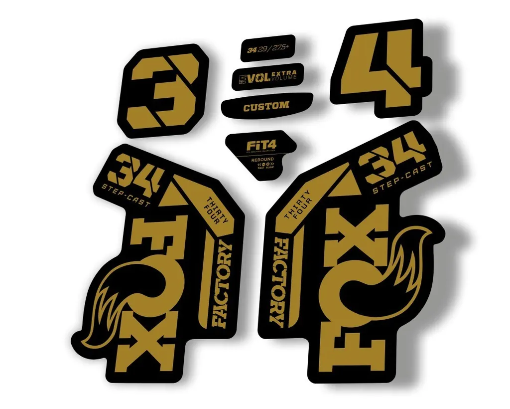 FOX 34 Step Cast SC 2023 Factory Fork Decals Suspension Sticker Gold - 1