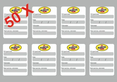 50x PENNZOIL Oil Change Service Reminder Decals Stickers Adhesive Labels Die Cut - 1