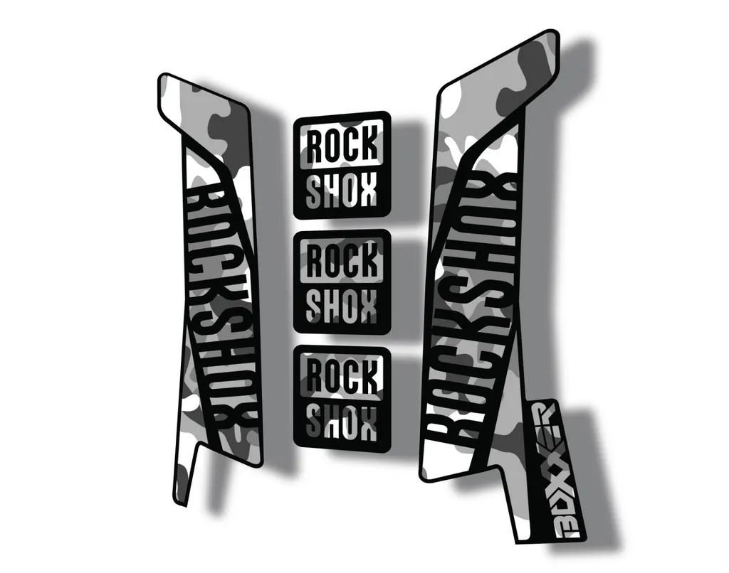 Rock Shox BOXXER 2017 Mountain Bike Cycling Decal Kit Sticker White Camo - 1