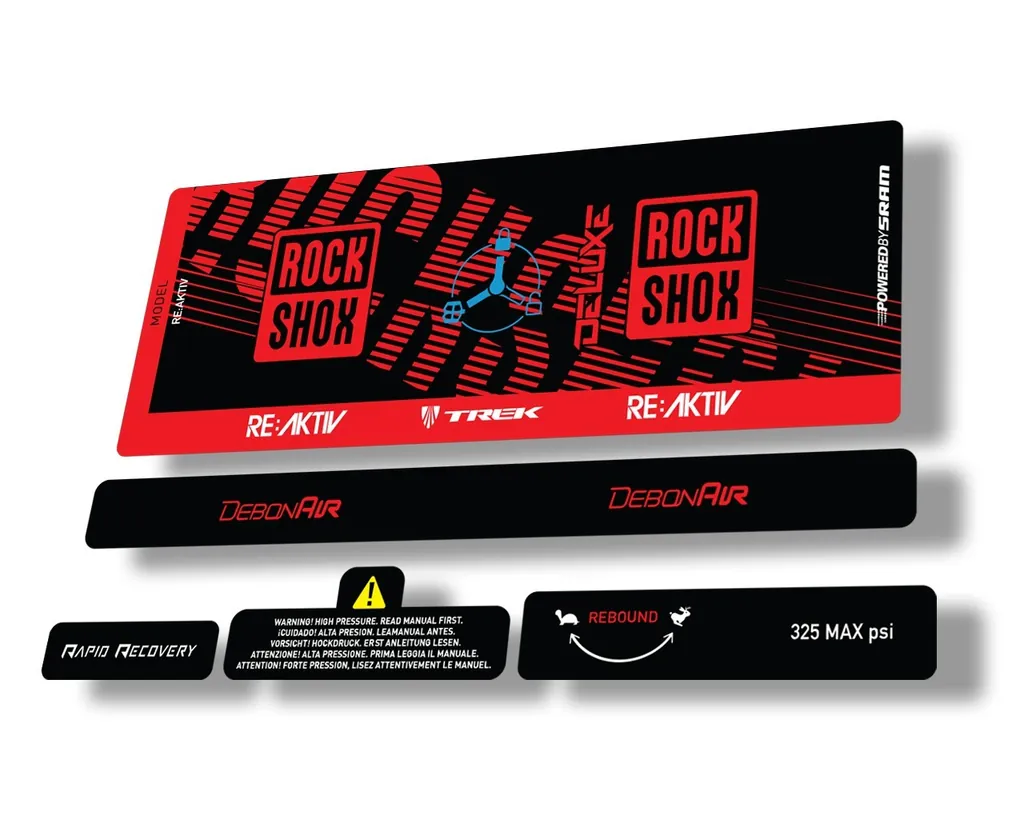 Rock Shox Deluxe RT3 RE AKTIV 2020 Rear Shock Decal Sticker Set Red - 1