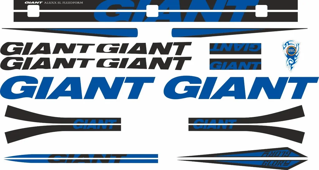 Bicycle Vinyl Stickers – Fits GIANT GLORY Bike Frames – Black Blue - 1