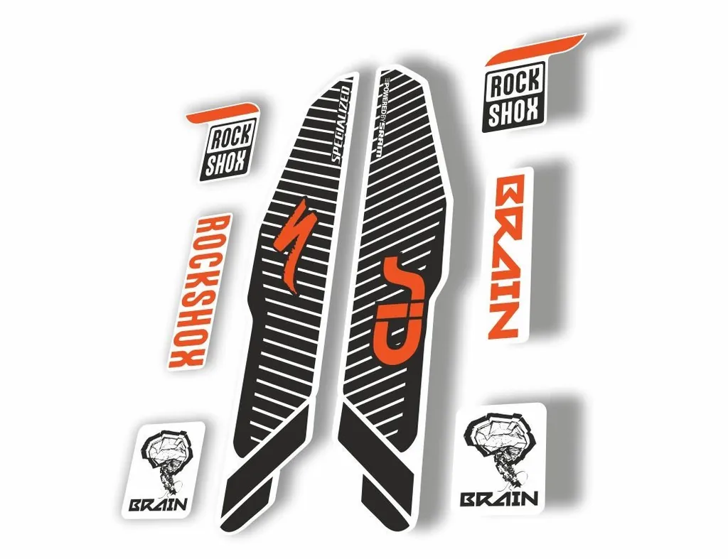 Rock Shox SID Brain 2015 Mountain Bike Cycling Decal Sticker Orange Black White - 1