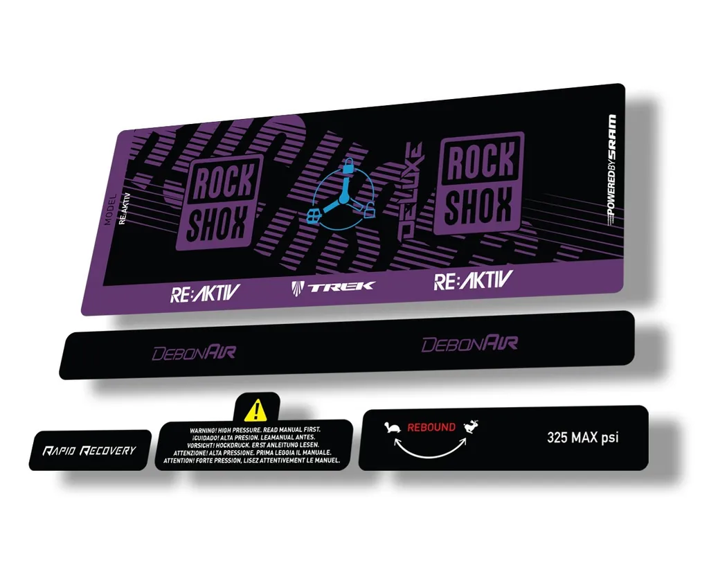 Rock Shox Deluxe RT3 RE AKTIV 2020 Rear Shock Decal Sticker Set Purple - 1