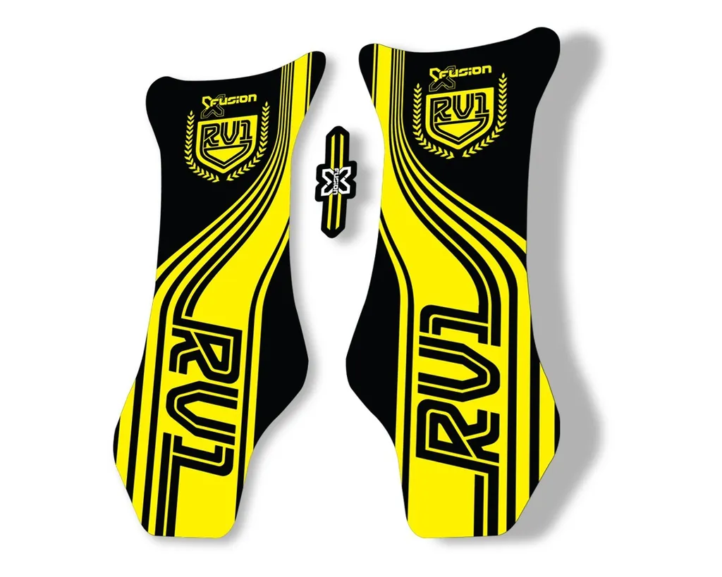 X Fusion RV1 2018 Front Shock Suspension Sticker Factory Decal Yellow - 1