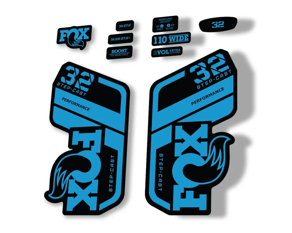 FOX 32 Step Cast Perf. 2021 Factory Fork Decals Suspension Sticker Blue - 1
