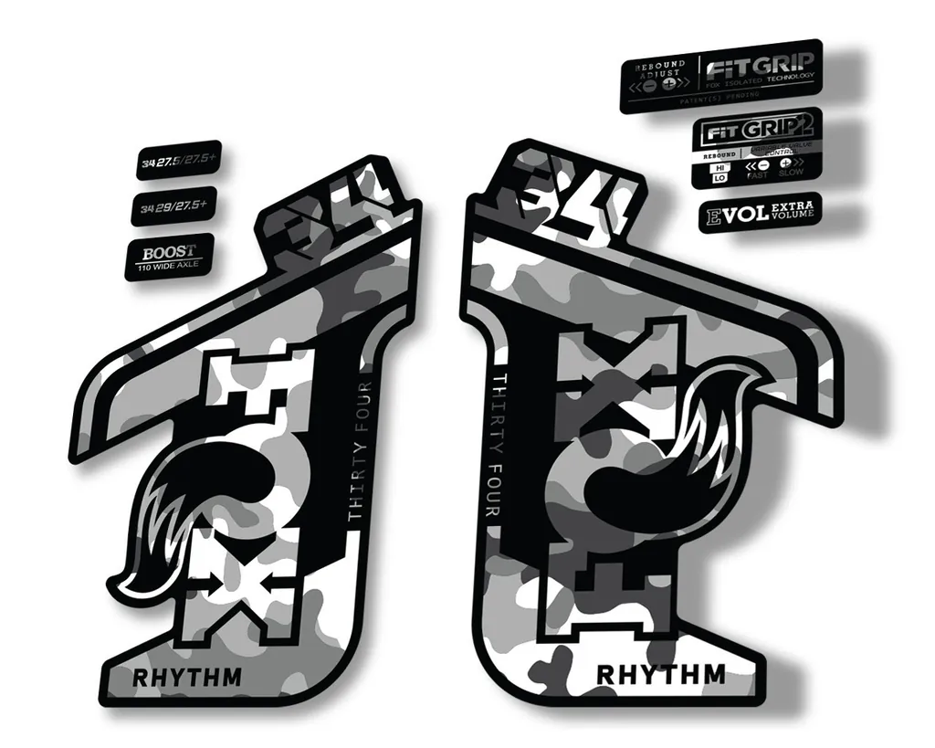 FOX 34 RHYTHM 2021 Forks Suspension Factory Decal Sticker Adhesive White Camo - 1