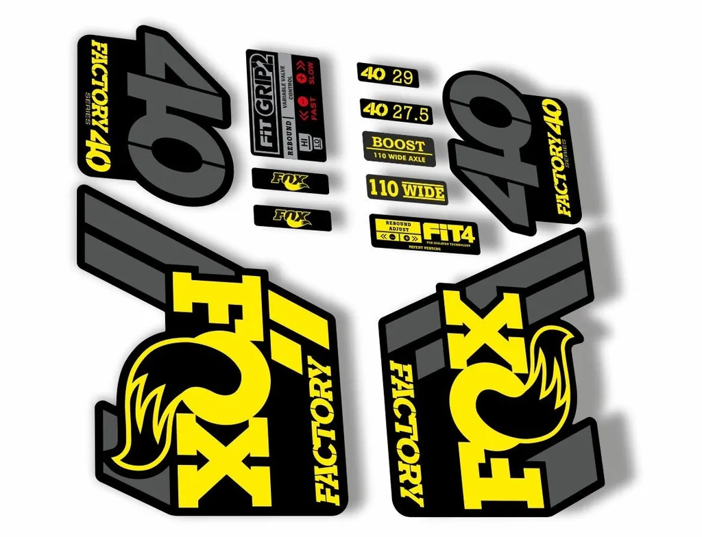 FOX 40 Float 2018-19 Forks Suspension Factory Decals Sticker Adhesiv Yellow Gray - 1