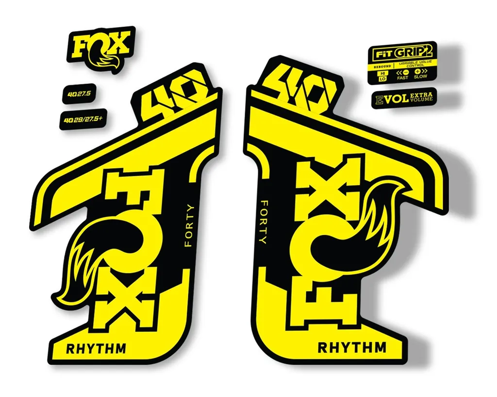 FOX 40 Rhythm 2021 Fork Decals Suspension Sticker Adhesive Yellow - 1