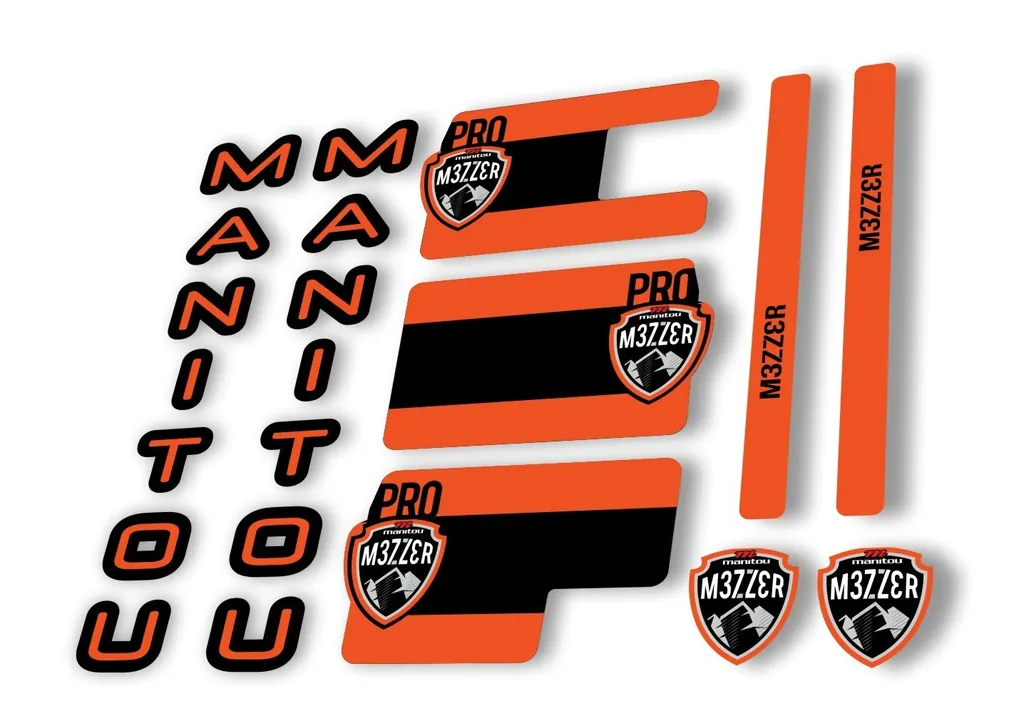 Manitou Mezzer Pro 2020 Fork Suspension Decal Kit Sticker Set Orange - 1