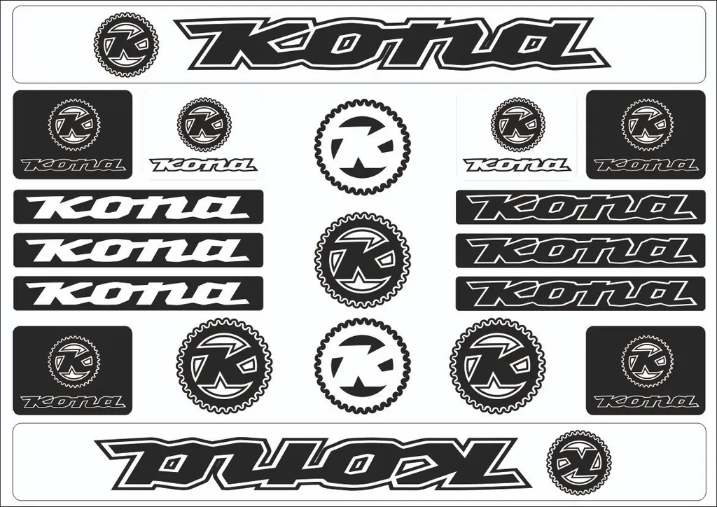 Bicycle Vinyl Frame Stickers – Compatible with KONA Bikes Black - 1