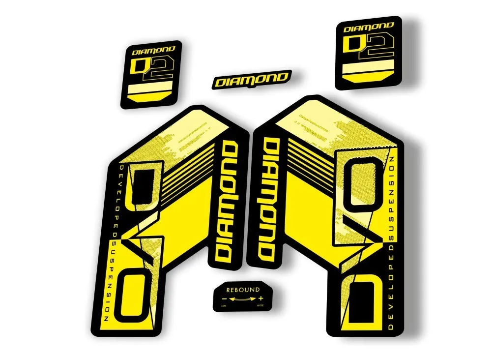 DVO Diamond D2 2020 Fork Suspension Sticker Decal Kit Adhesive Yellow - 1
