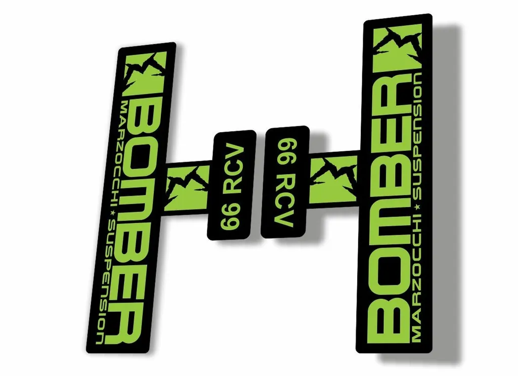 Marzocchi Bomber 66 RCV 2009 Fork Suspension Sticker Decal Kit Adhesive Green - 1