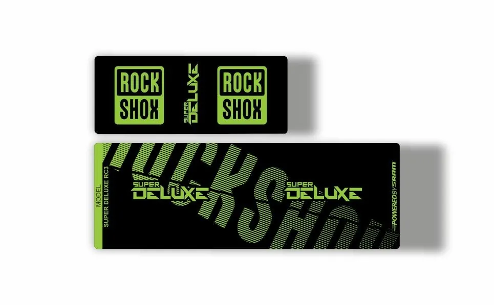 Rock Shox Super Deluxe RC3 Rear Shock MTB Decal Sticker Adhesive Green - 1