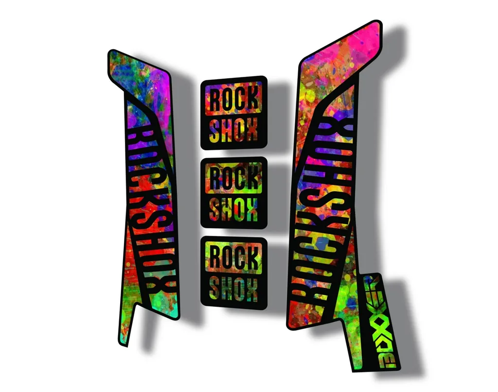 Rock Shox BOXXER 2017 Mountain Bike Cycling Decal Kit Sticker Oil Slick - 1
