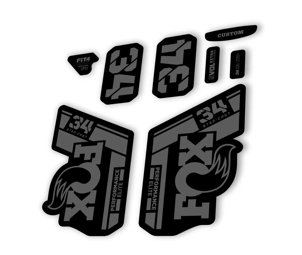 FOX 34 Step Cast Elite 2021 Factory Fork Decals Suspension Sticker Gray - 1