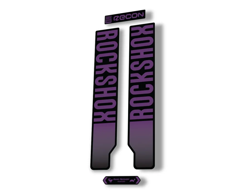 Rock Shox RECON 2021 Mountain Bike Cycling Decal Kit Sticker Adhesive Purple - 1