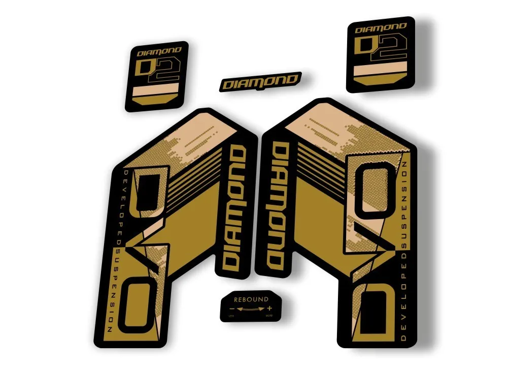 DVO Diamond D2 2020 Fork Suspension Sticker Decal Kit Adhesive Gold - 1