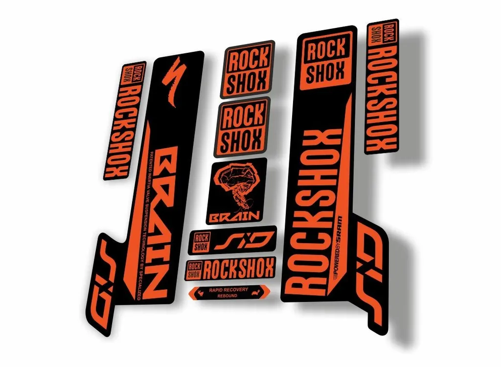 Rock Shox SID Brain 2018 Mountain Bike Cycling Decal Sticker Adhesive Orange - 1
