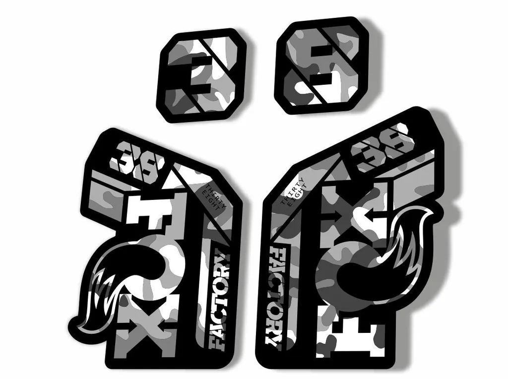 FOX 38 2021 Factory Forks Suspension Decals Sticker Set Adhesive White Camo - 1