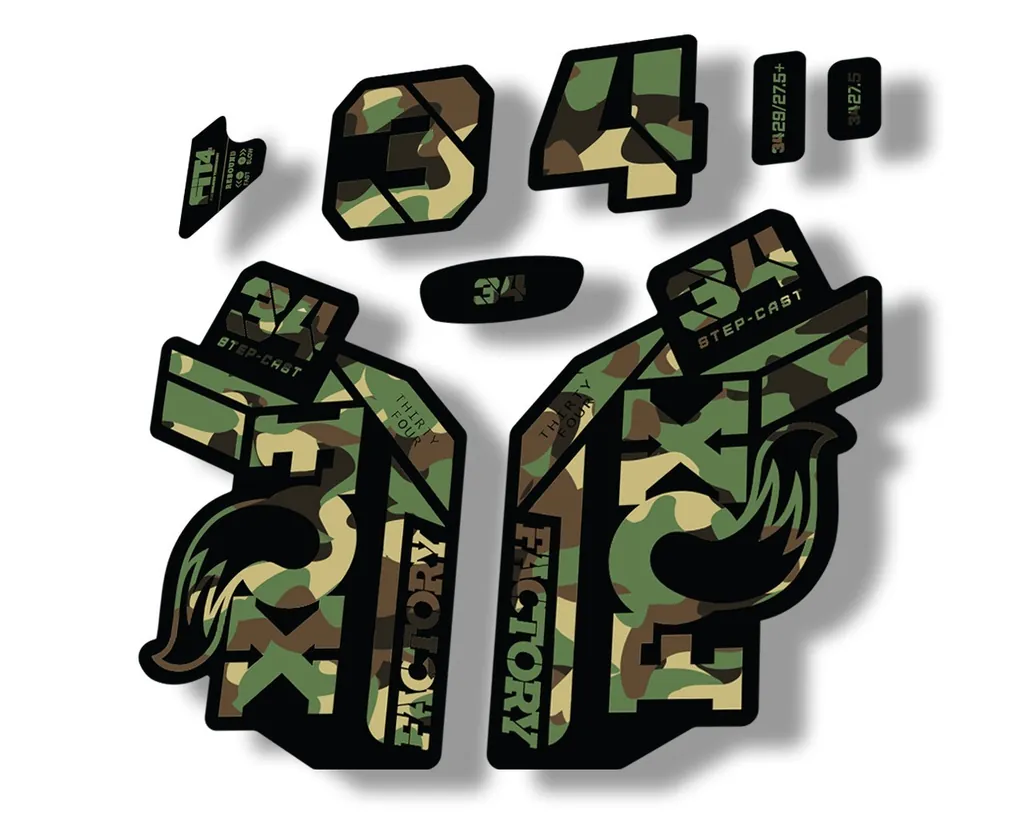 FOX 34 Step Cast SC 2021 Factory Fork Decals Suspension Sticker Adhesive Camo - 1