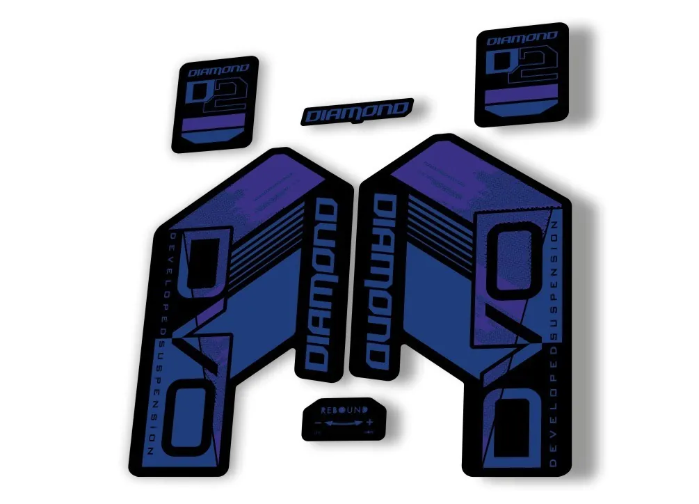 DVO Diamond D2 2020 Fork Suspension Sticker Decal Kit Adhesive Dark Blue - 1