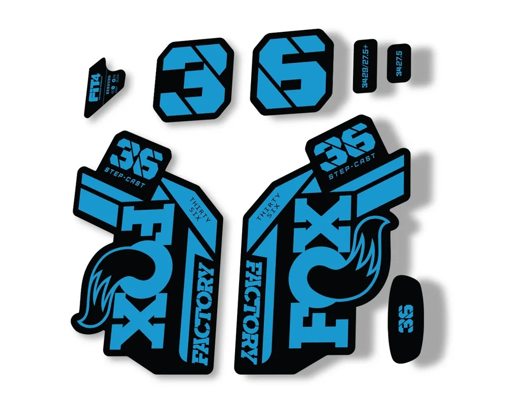 FOX 36 Step Cast SC 2021 Factory Fork Decals Suspension Sticker Adhesive Blue - 1