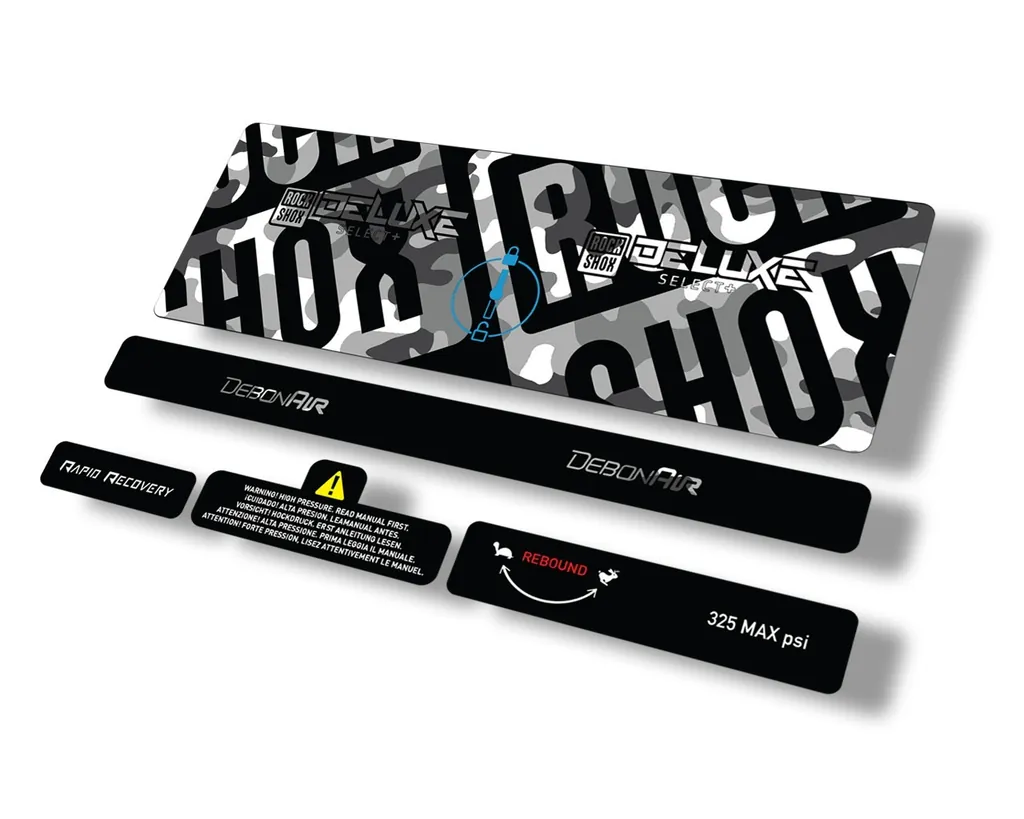 Rock Shox 2021 Deluxe Select Plus Rear Shock Decal Sticker Set White Camo - 1
