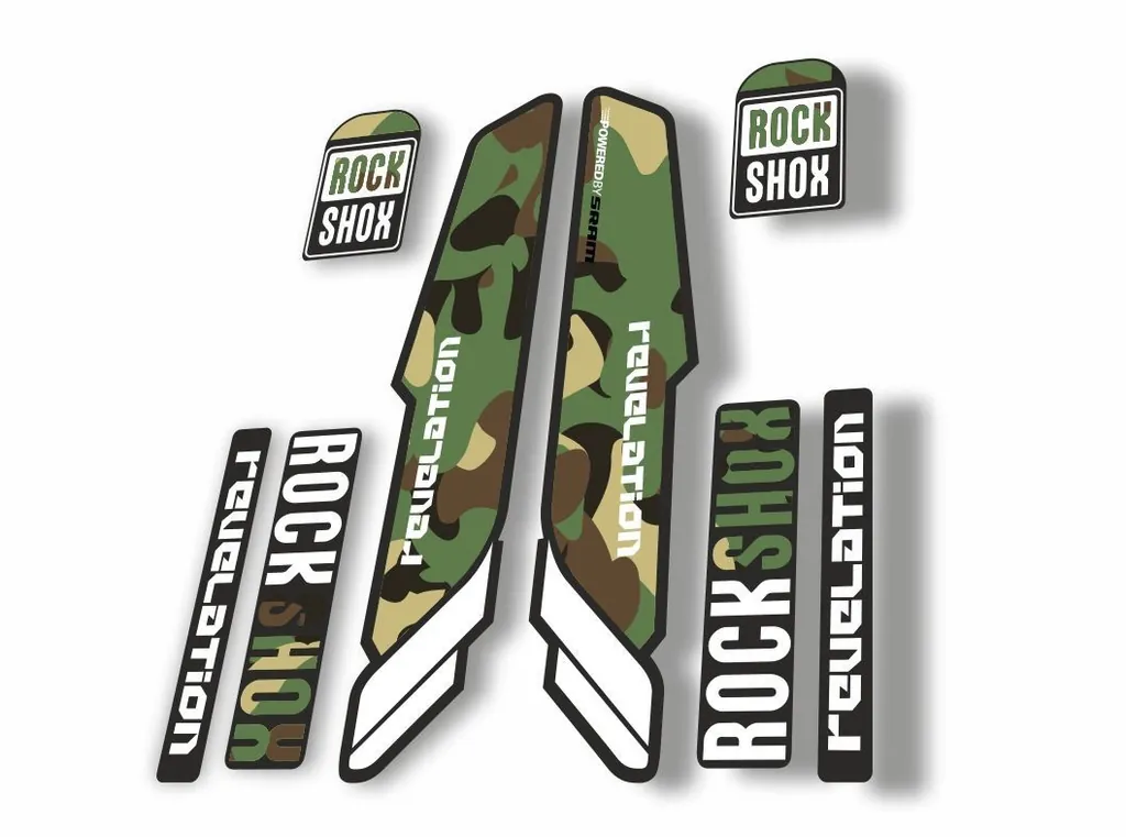 Rock Shox REVELATION 2013 Mountain Bike Cycling Decal Kit Sticker Adhesive Camo - 1