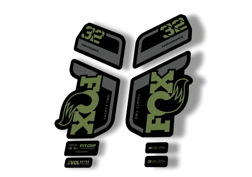 Fox 32 Performance 2021 Fork Suspension Factory Decal Sticker Adhesive Olive - 1