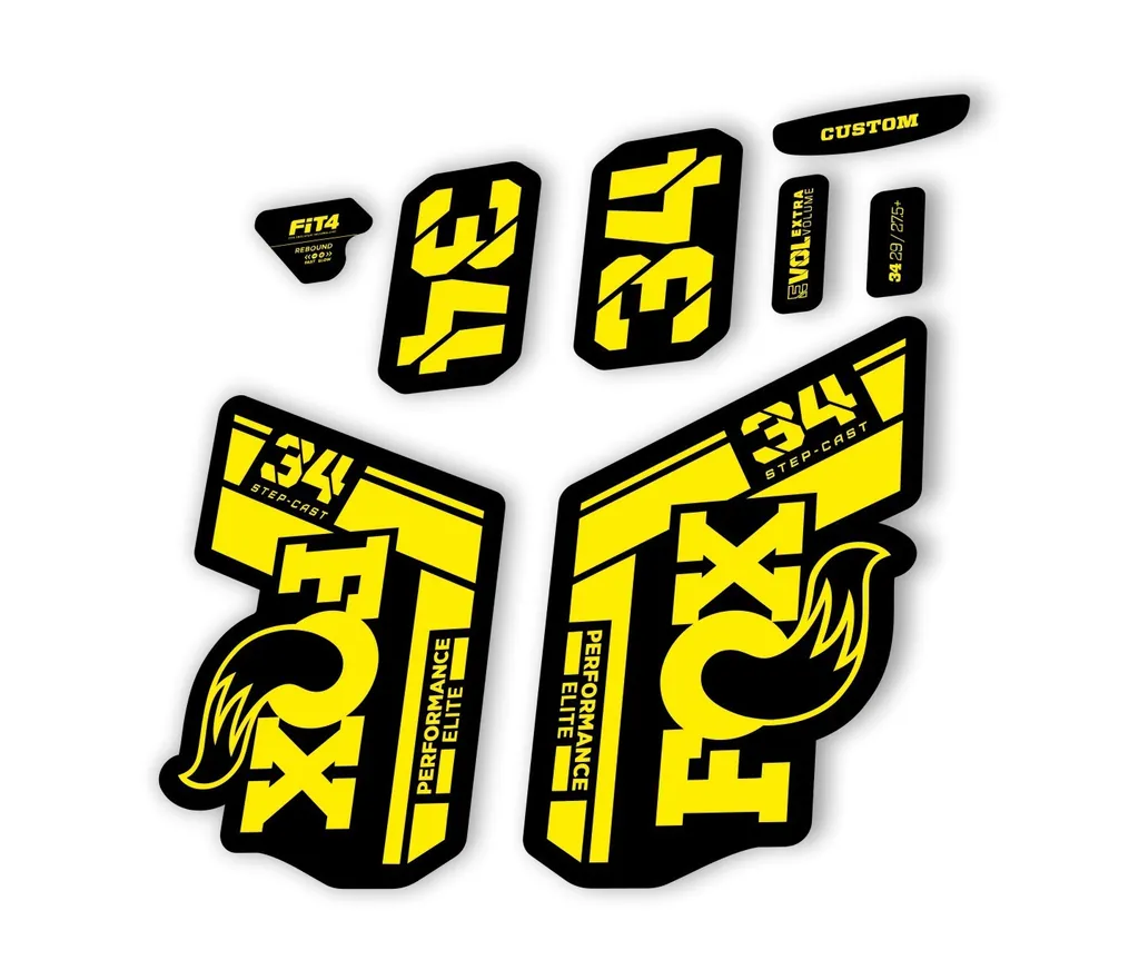 FOX 34 Step Cast Elite 2021 Factory Fork Decals Suspension Sticker Yellow - 1