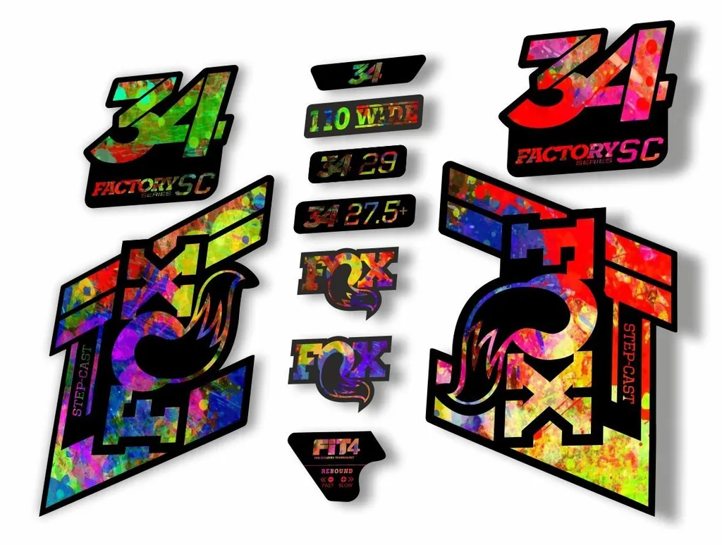 FOX 34 Step Cast SC 2019 Fork Suspension Factory Decal Sticker Adhesiv Oil Slick - 1