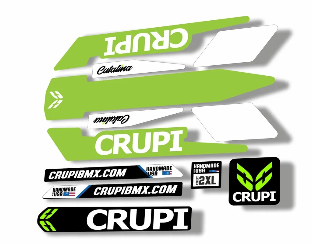 Bicycle Vinyl Frame Stickers – Compatible with CRUPI BMX Bikes – Green - 1
