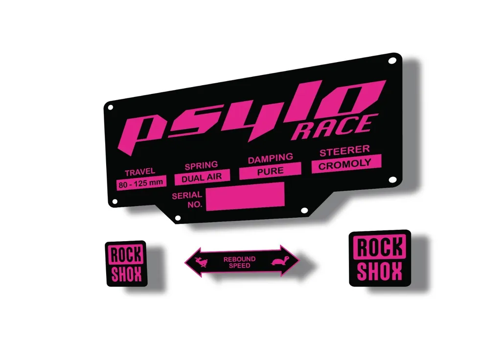 Rock Shox PSYLO RACE 2002 Mountain Bike Cycling Decal Kit Sticker Adhesive Pink - 1