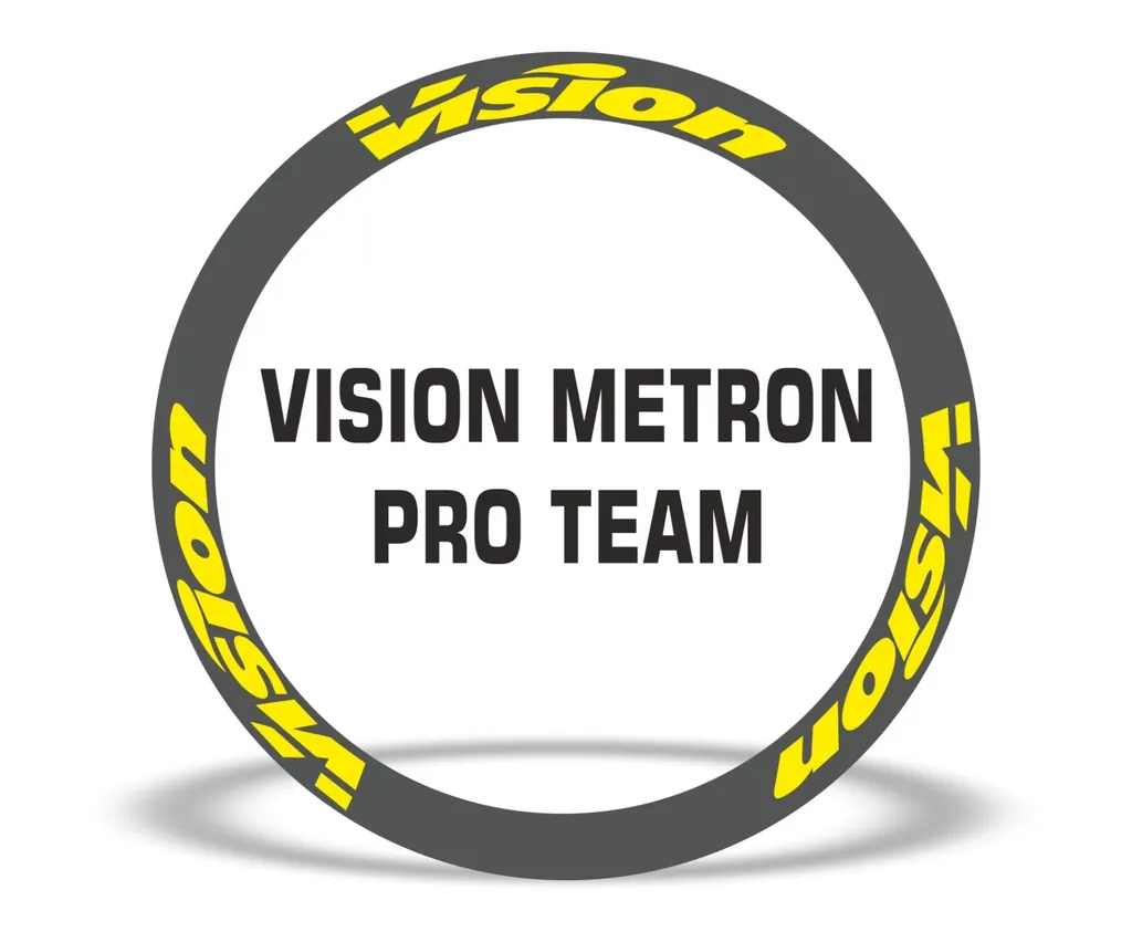 Vision Metron Pro Team Road Bike Rim Decal Wheel Sticker Set Adhesive Yellow - 1
