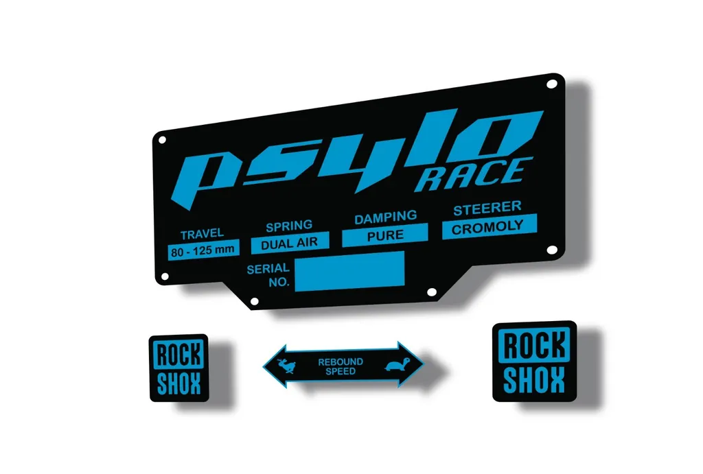 Rock Shox PSYLO RACE 2002 Mountain Bike Cycling Decal Kit Sticker Adhesive Blue - 1