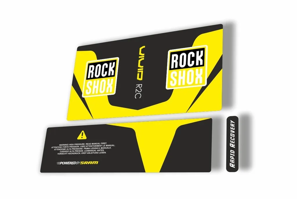 Rock Shox Vivid Air R2C 2017 Rear Shock MTB Decal Sticker Adhesive Yellow - 1