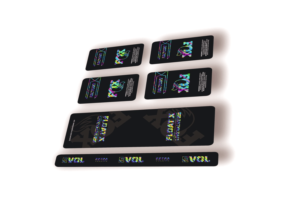 FOX Float X 2025 Factory Live Valve NEO Rear Shock Decal Sticker Kit Oil Slick 1 - 1