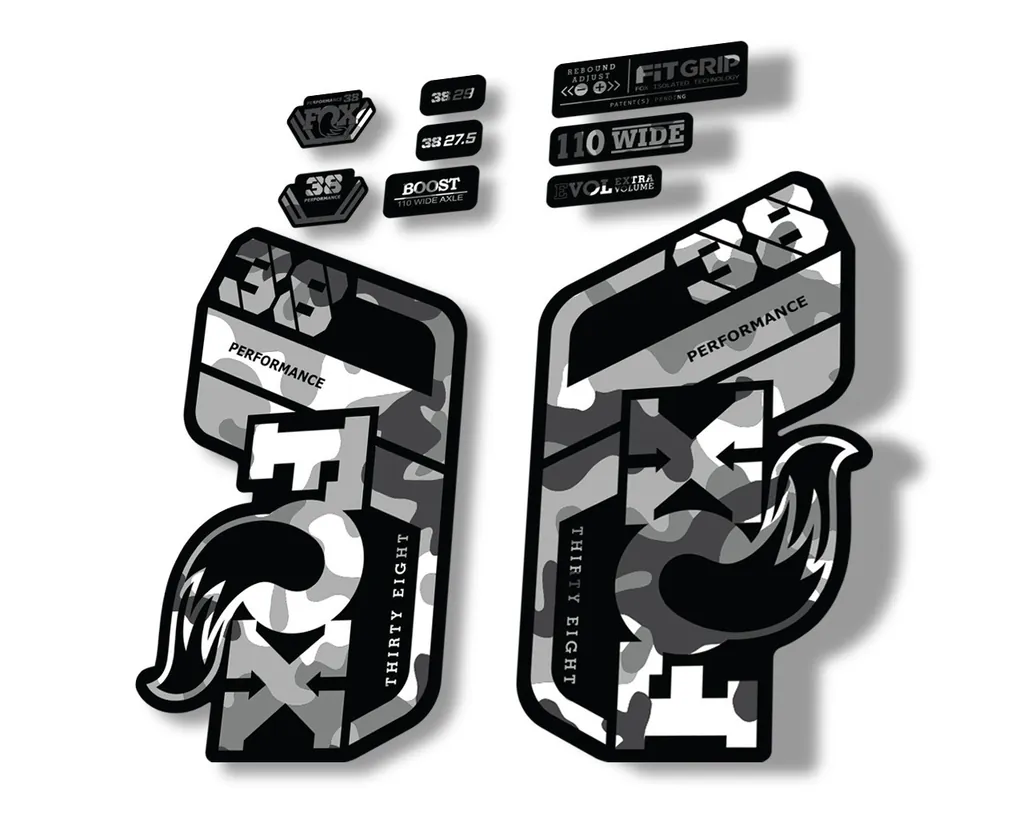 FOX 38 Performance 2021 Forks Suspension Factory Decal Sticker White Camo - 1